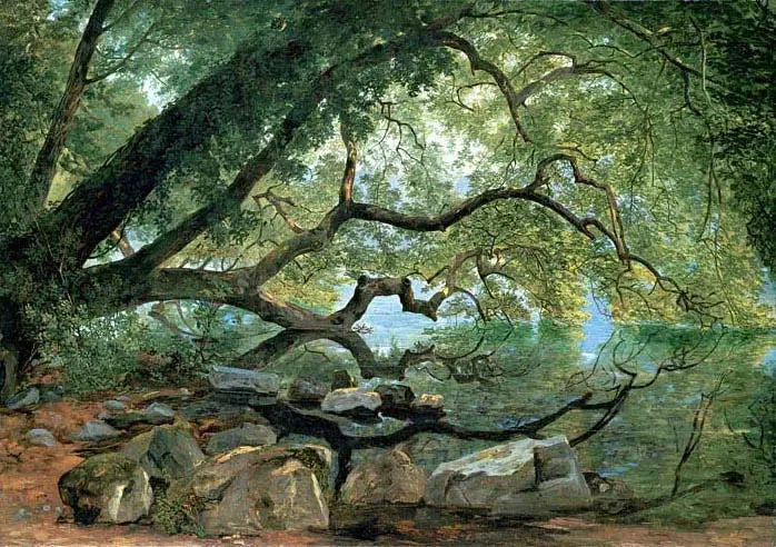 Ilex-puu Albano-järvellä Italiassa - John Frederick Kensett