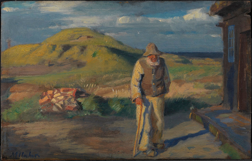 Un aveugle devant sa maison - Michael Peter Ancher image 1 reproduction réalisée par Alpha Reproduction