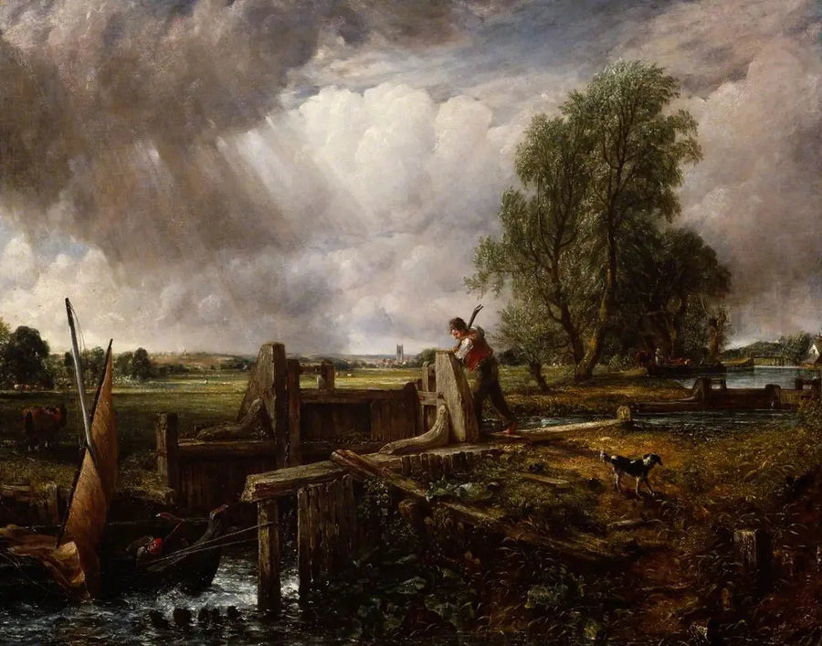 Laiva kulkee kanavan läpi - John Constable