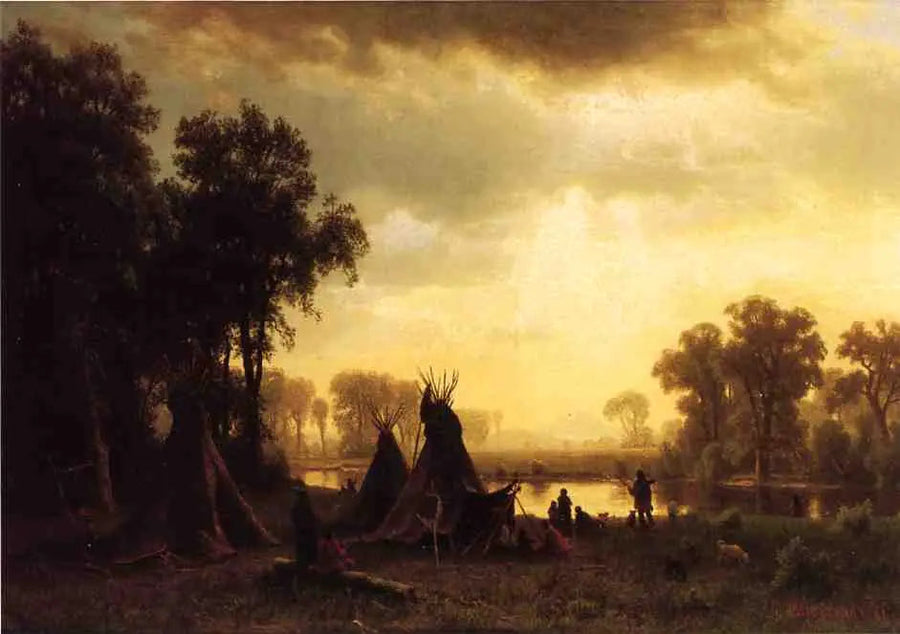 Intiaani-leiri - Albert Bierstadt