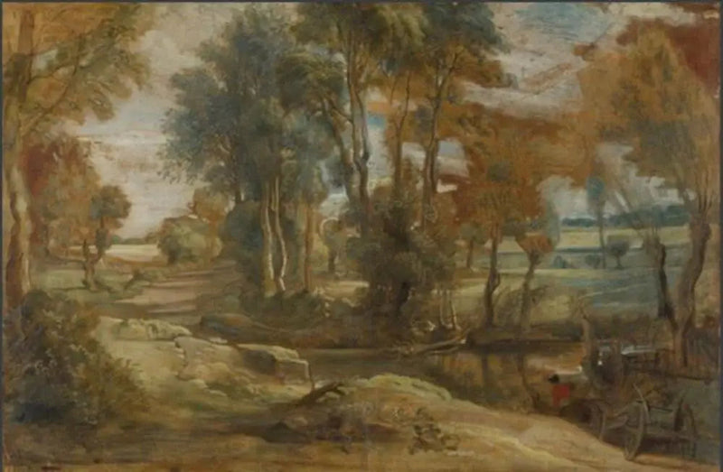 Yksi vaunu ylittämässä puroa sillan yli - Peter Paul Rubens