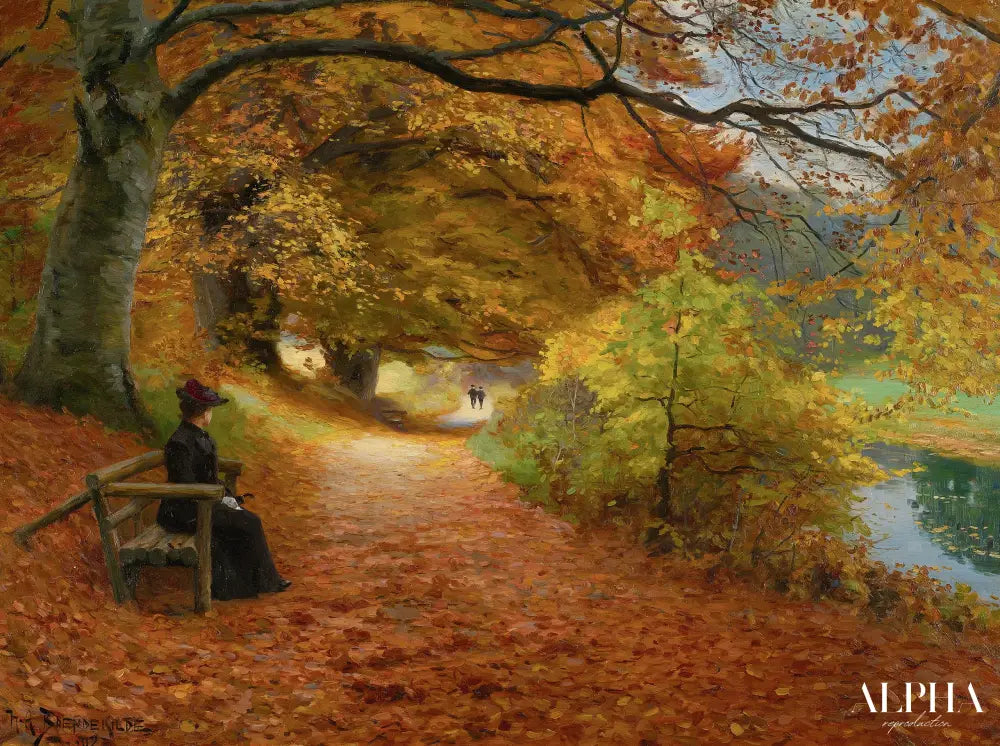 Un chemin boisé en automne - Hans Andersen Brendekilde - Reproductions de tableaux et peintures haut de gamme