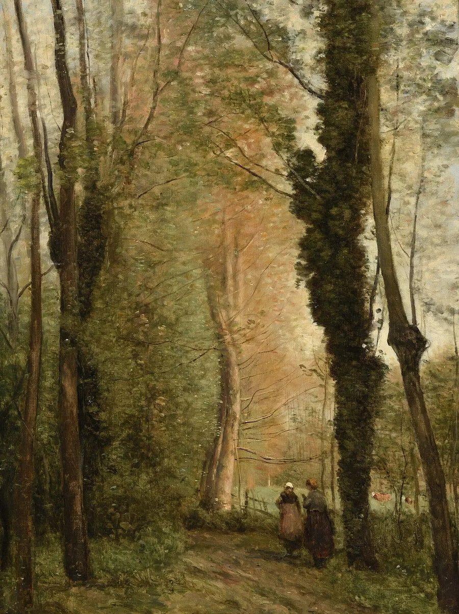 Polku puiden alla keväällä - Jean-Baptiste Camille Corot