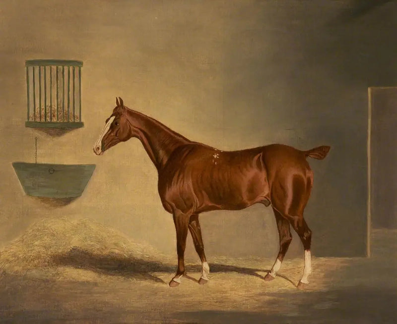 Alezan-hevonen tallissa - John Frederick Herring, Sr.