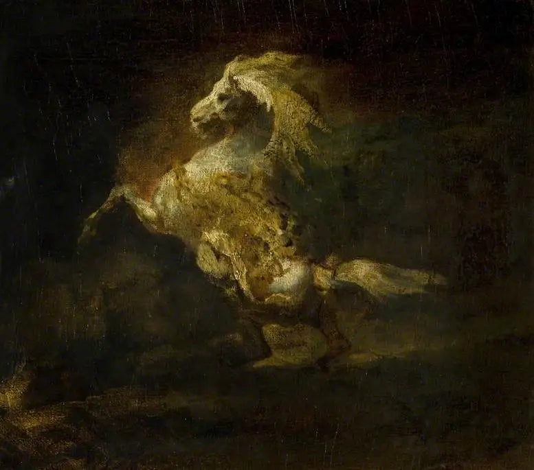 Pystyssä oleva harmaa hevonen - Théodore Géricault