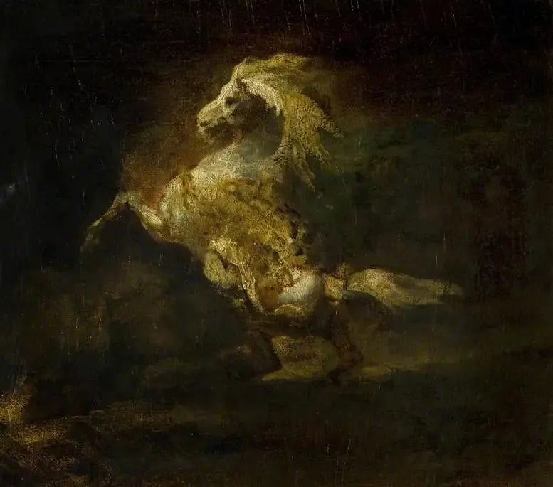 Pystyssä oleva harmaa hevonen - Théodore Géricault
