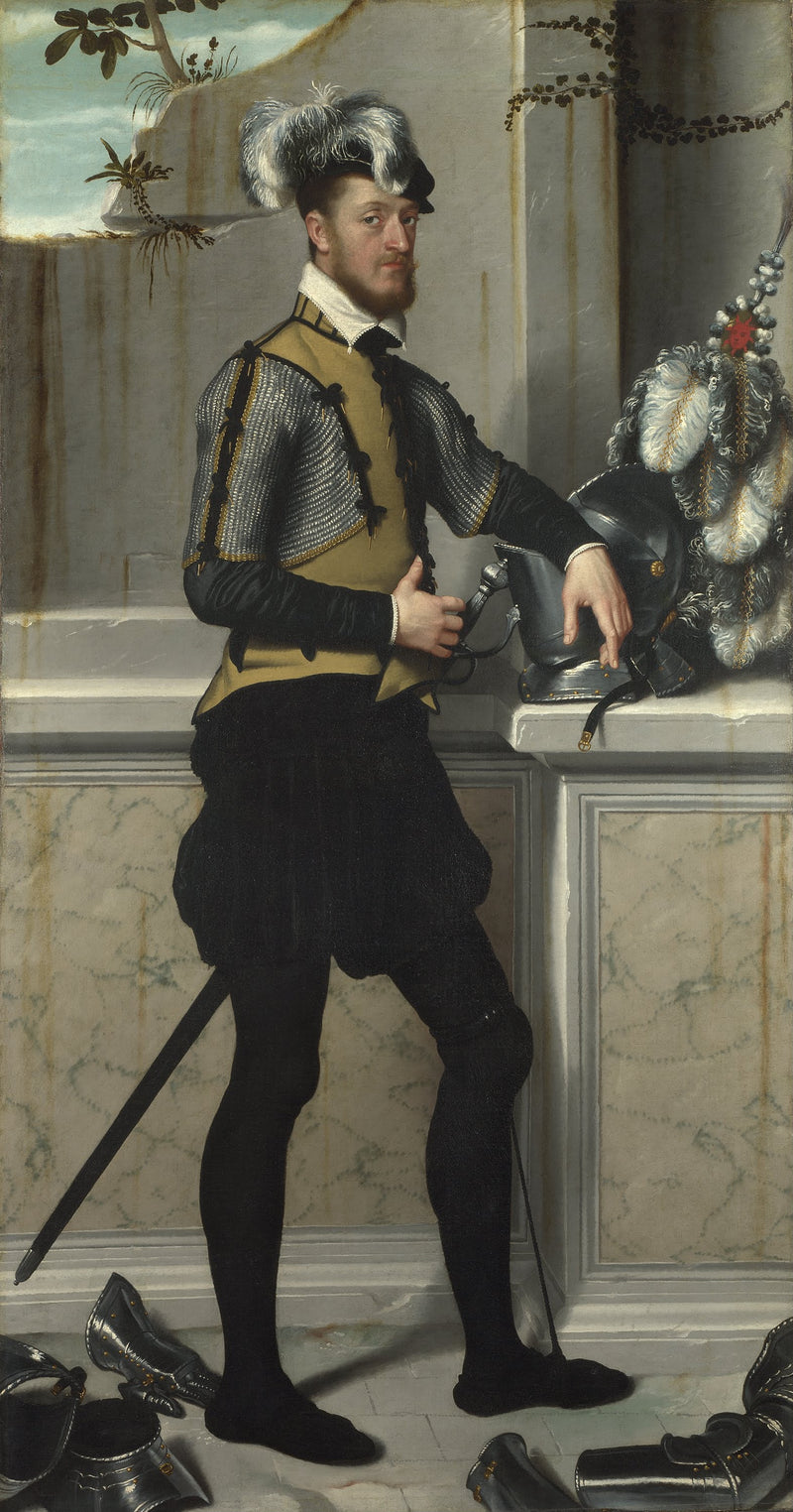 Ritari varustettuna turnajaiskypärällään (kreivi Faustino Avogardo (?)) - Giovanni Battista Moroni
