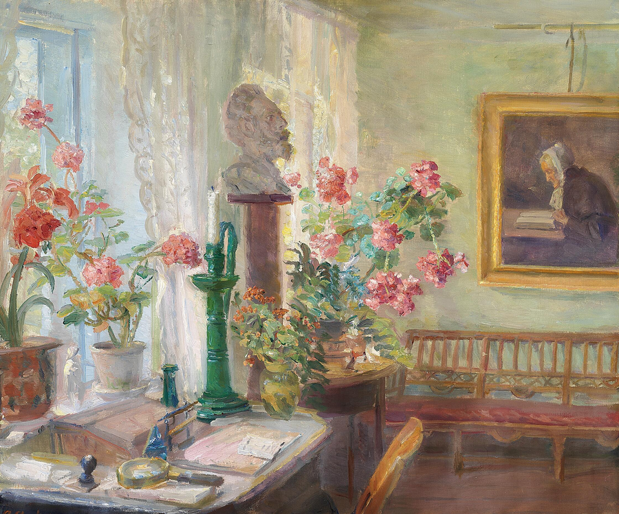 Olohuoneen nurkka. Sisustus. -Anna Ancher
