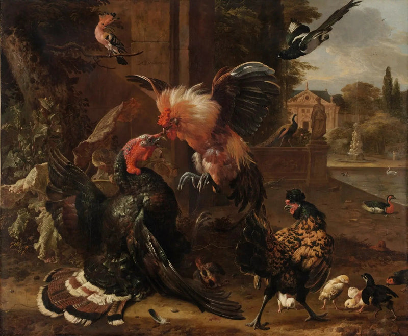 Kukko ja kalkkuna taistelevat - Melchior de Hondecoeter