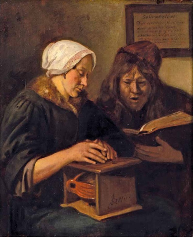 Un couple lit la Bible - Jan Steen image 1 reproduction de peinture à l’huile