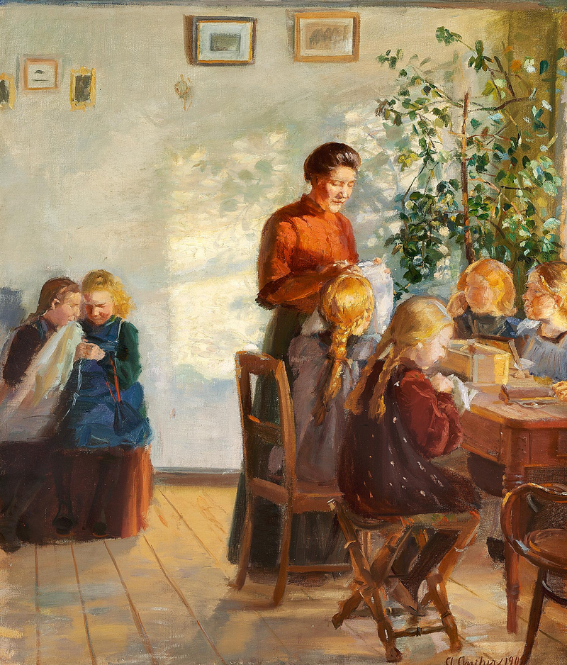 Ompelutunti. - Anna Ancher