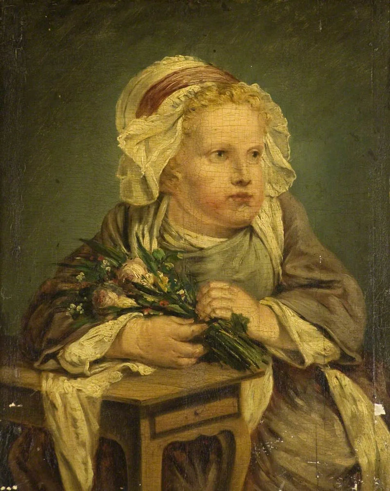 Lapsi kukkakimppu kädessä - Jean-Baptiste Greuze