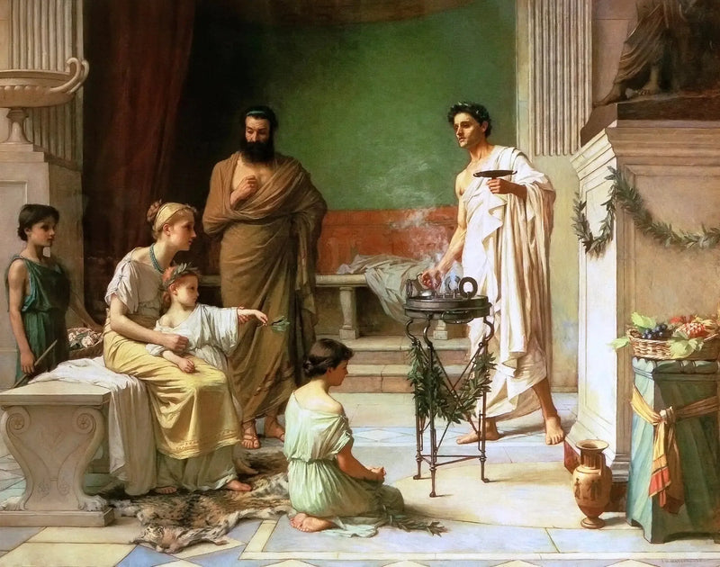 Sairas lapsi tuodaan Asklepioksen temppeliin - John William Waterhouse