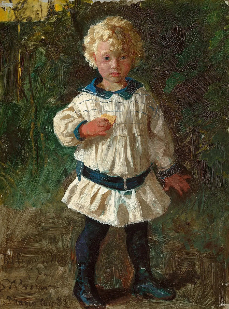 Vaaleatukkainen poika. Jens Drachmannin muotokuva. - Peder Severin Krøyer