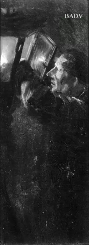 Mies sytyttämässä lyhtyä - Adolph von Menzel