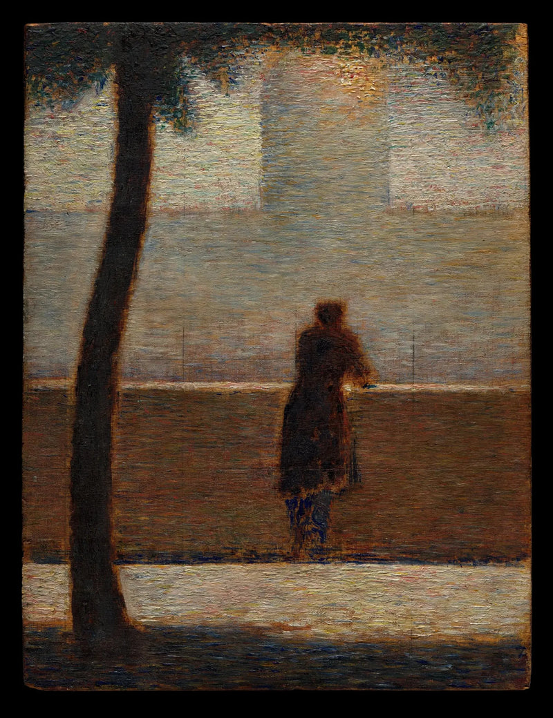 Mies nojautuneena kaiteeseen - Georges Seurat