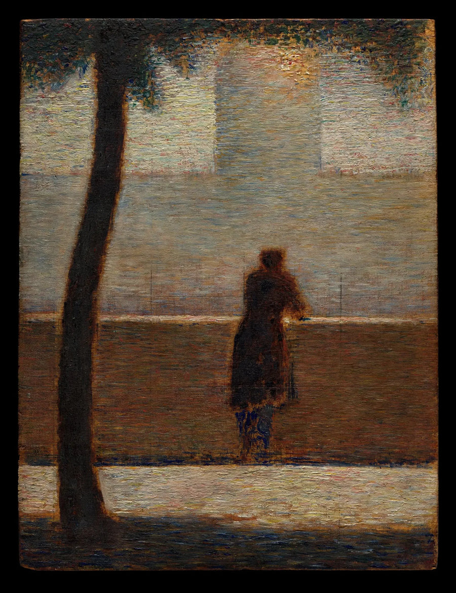Mies nojautuneena kaiteeseen - Georges Seurat