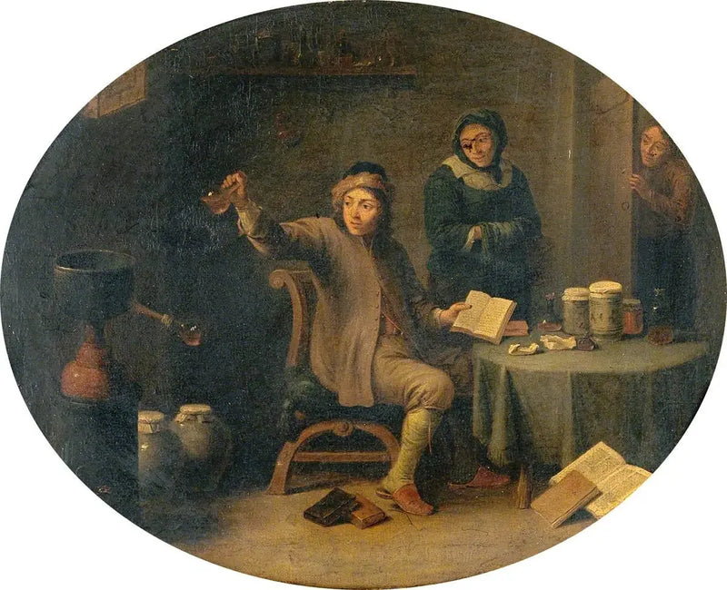 Mies tutkii virtsapulloa - David Teniers nuorempi