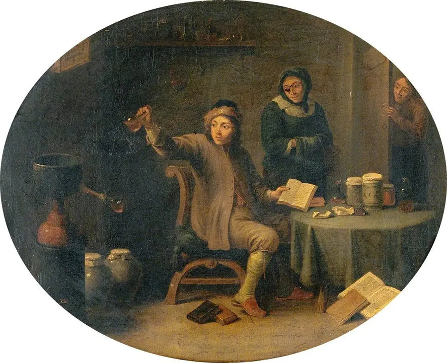 Mies tutkii virtsapulloa - David Teniers nuorempi
