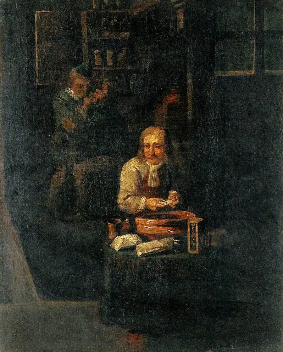 Mies valmistamassa kipsiä - David Teniers nuorempi