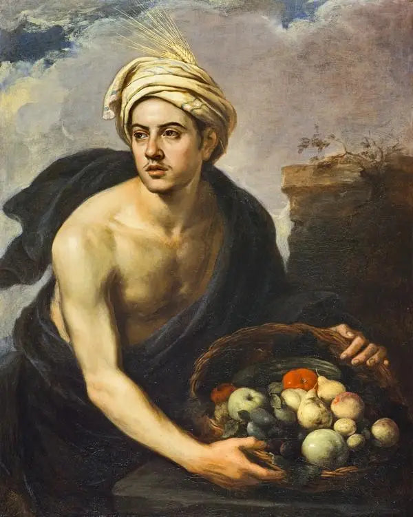 Nuori mies hedelmäkori kädessään (kesän personifikaatio) - Bartolomé Esteban Murillo