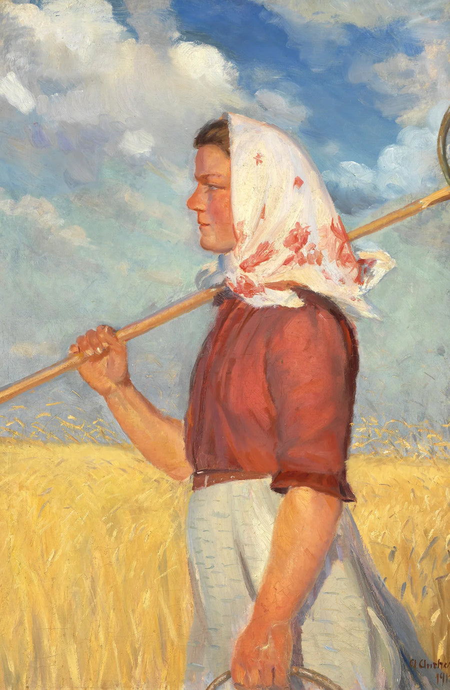 Nuori maatyöntekijä maissipellon edessä - Anna Ancher