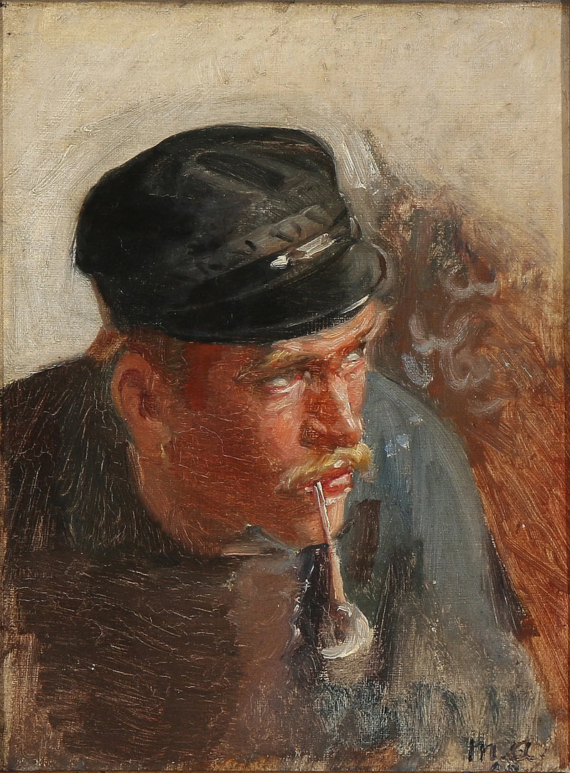 Nuori kalastaja polttelee piippua. - Michael Peter Ancher