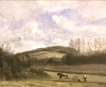 Maanviljelijä maaseudulla, lähellä Étretatia - Jean-Baptiste Camille Corot
