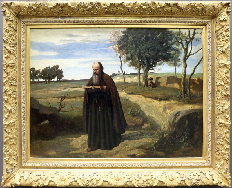 Velholainen lukemassa - Jean-Baptiste Camille Corot