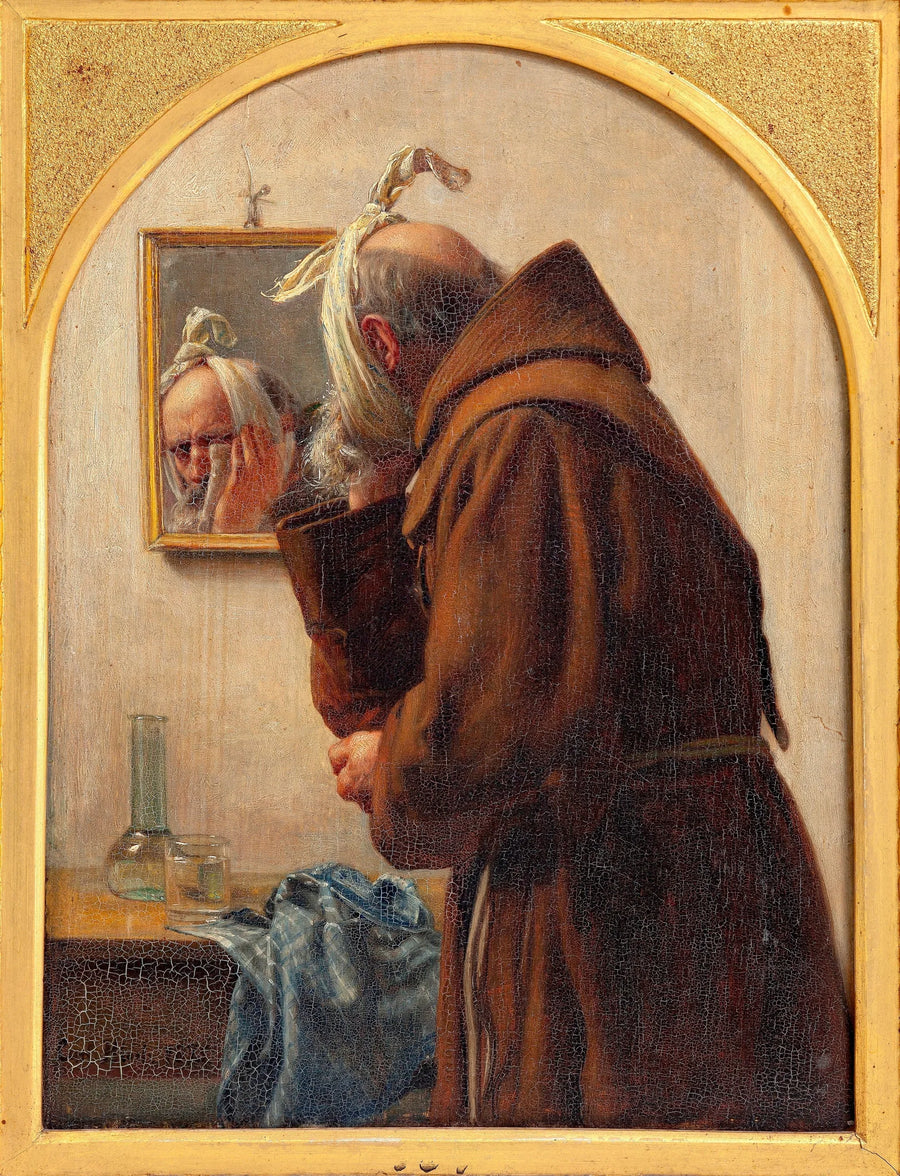 Munkki tutkii itseään peilissä - Carl Heinrich Bloch