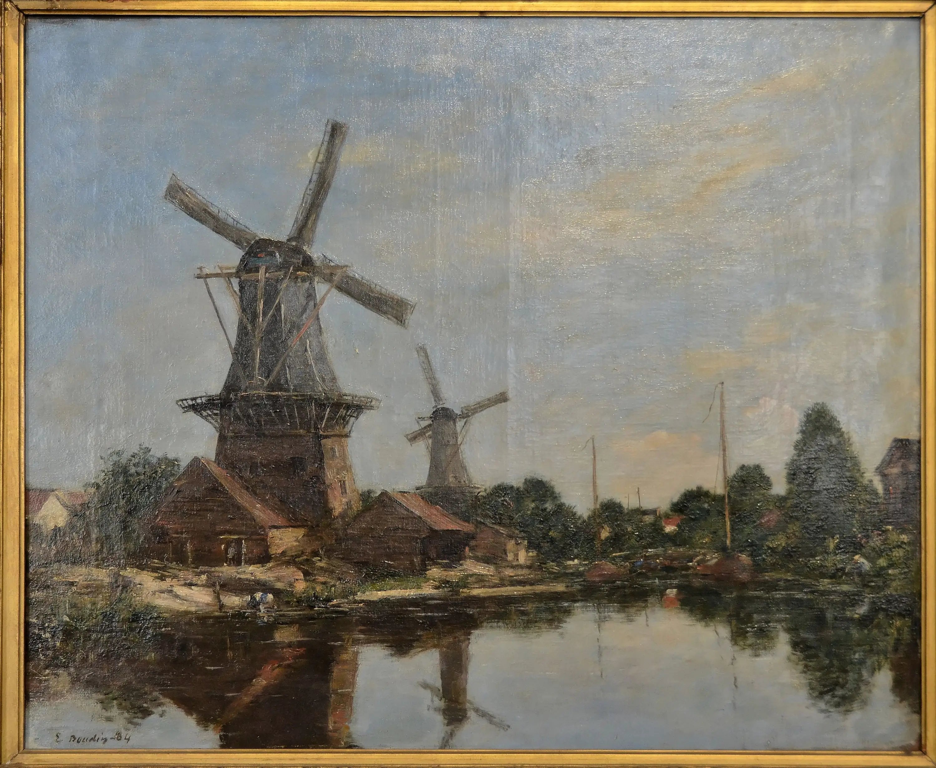Un Moulin en Hollande - Eugène Boudin image 1 copie de tableau peinte à la main
