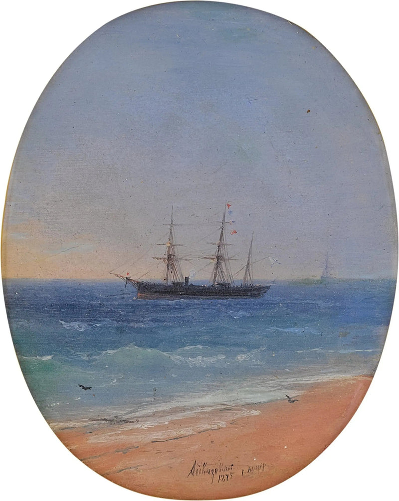 Venäläisen laivaston alus meren rannikon läheisyydessä - Ivan Aïvazovski