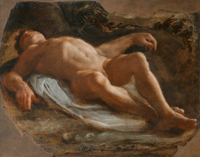 Yhden miehen makuuasennossa (fragmentti) - Annibale Carracci