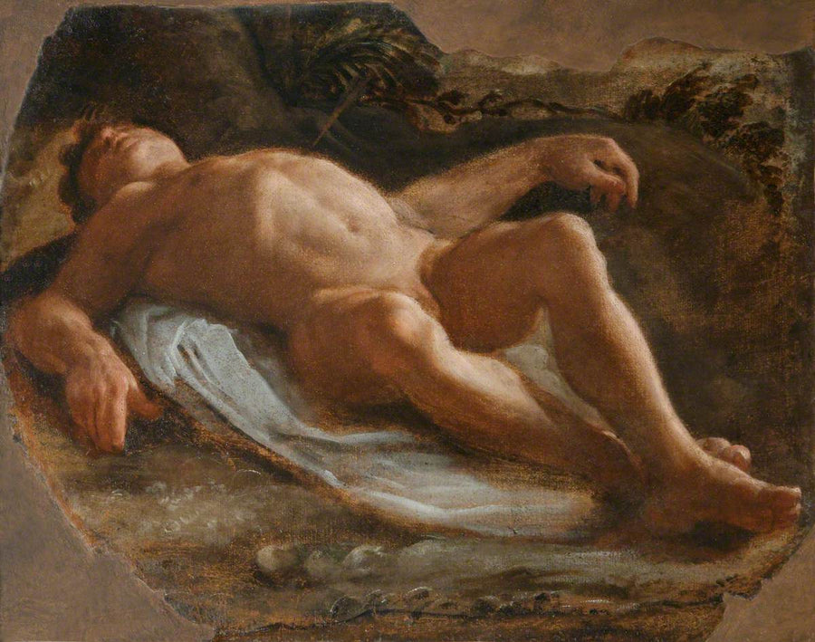Yhden miehen makuuasennossa (fragmentti) - Annibale Carracci
