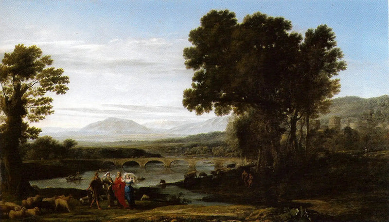 Vesimaisema Jacobin, Laaban ja hänen tyttäriensä kanssa - Claude Lorrain