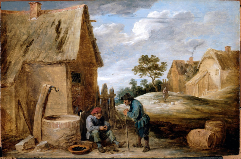 Maanviljelijä syömässä simpukoita - David Teniers nuorempi