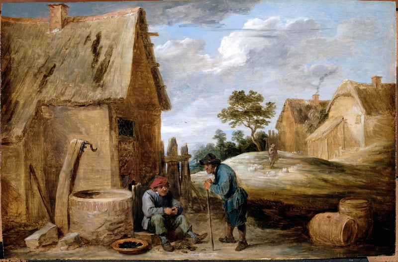 Maanviljelijä syömässä simpukoita - David Teniers nuorempi