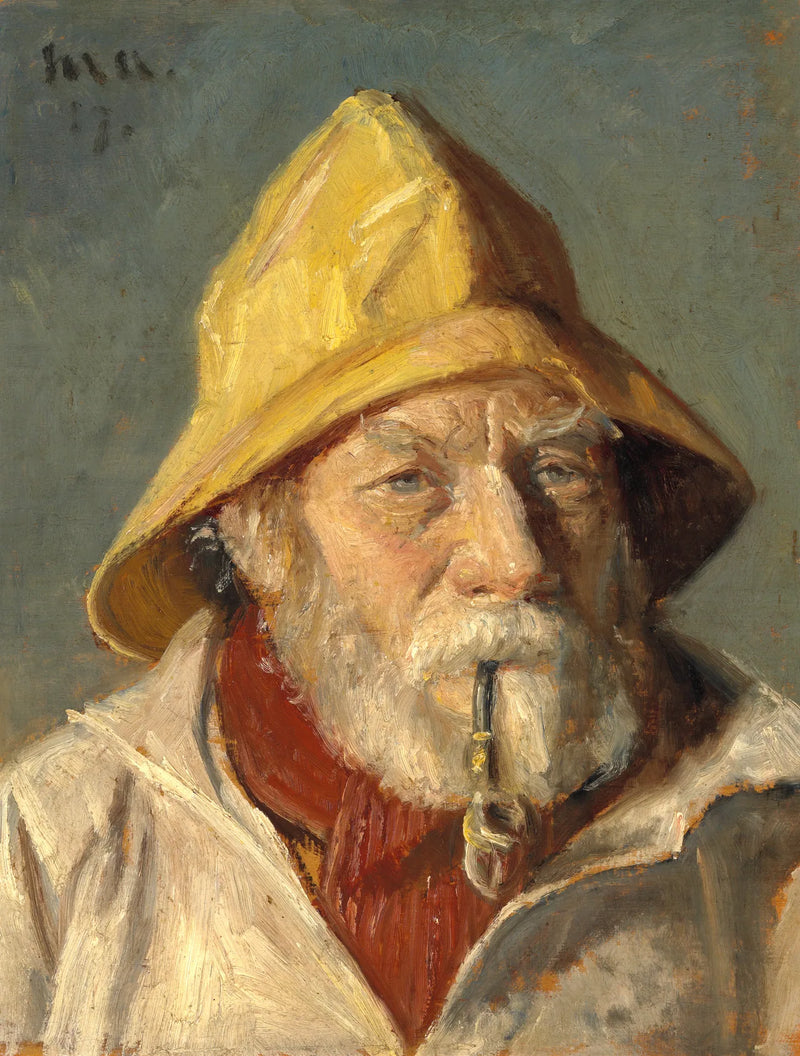 Skagenilainen kalastaja polttelee piippua. 1917. - Michael Peter Ancher