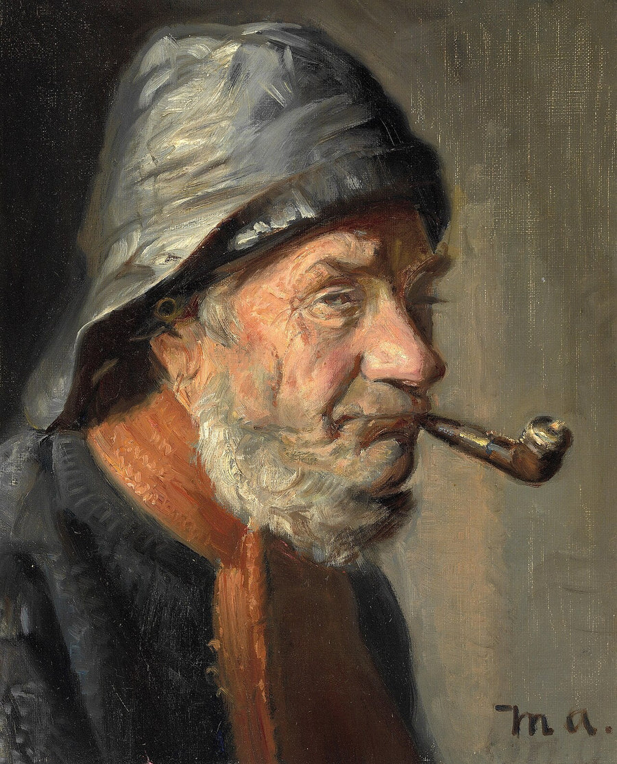 Skagenilainen kalastaja polttelee piippua. -Michael Peter Ancher