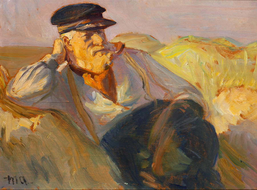 Skagenilainen kalastaja lepää dyyneillä. - Michael Peter Ancher