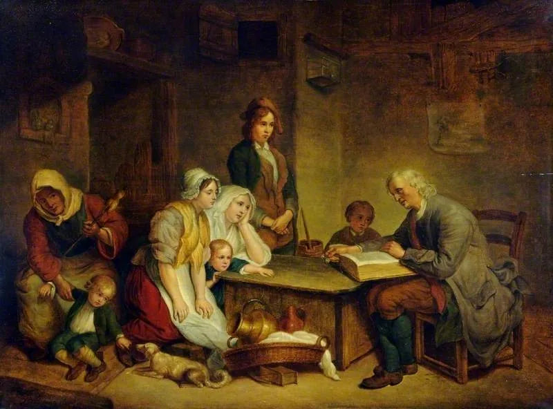 Isä lukee Raamattua perheelleen - Jean-Baptiste Greuze
