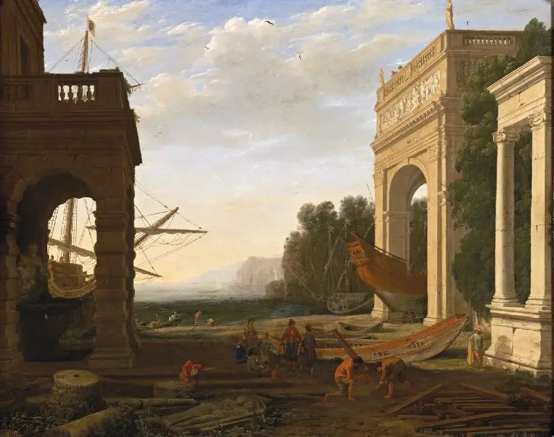 Välimeren merisatama, jossa laivoja - Claude Lorrain