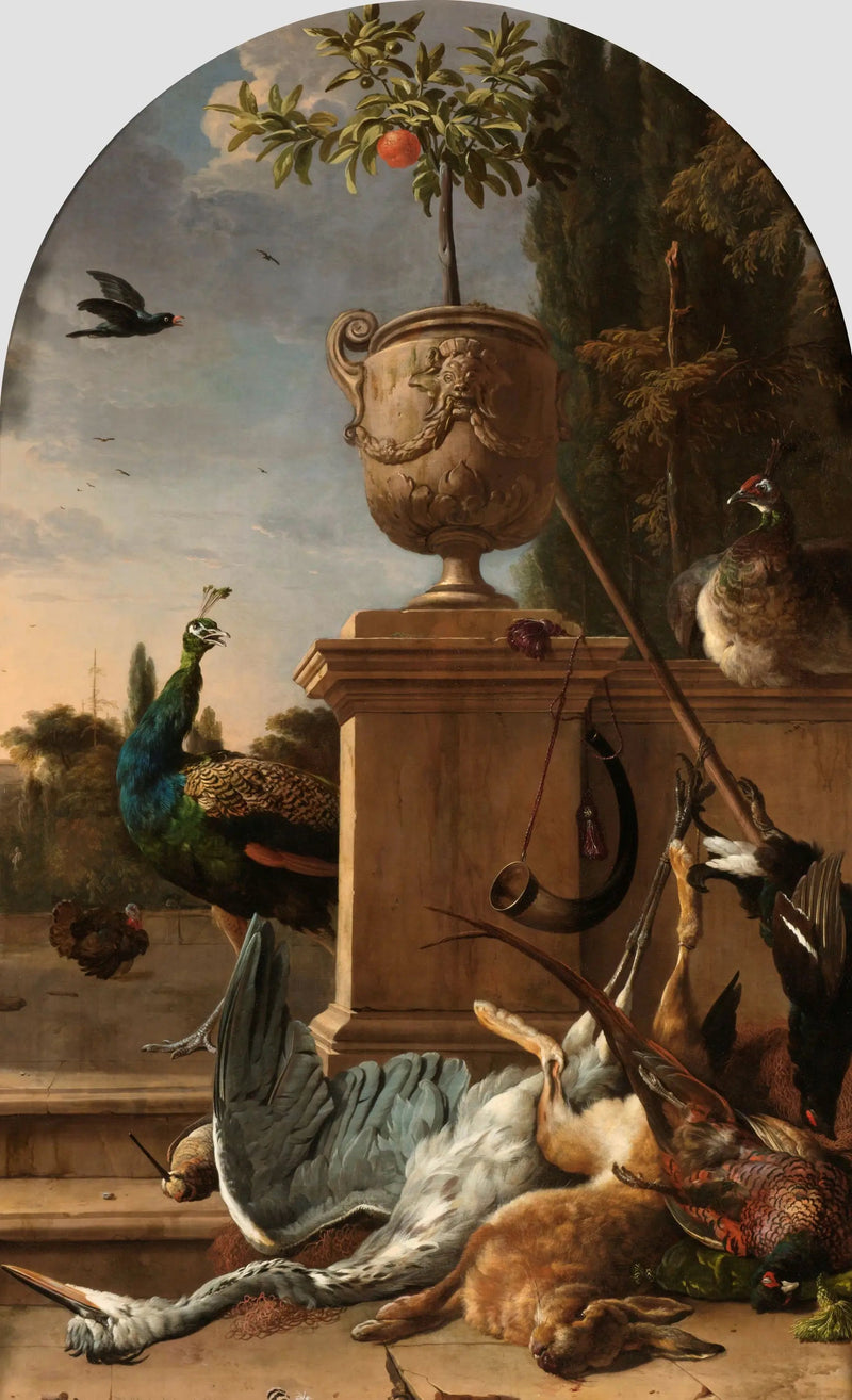 Metsästäjän laukku terassilla - Melchior de Hondecoeter