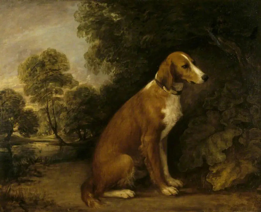 Istuva setteri maisemassa - Thomas Gainsborough