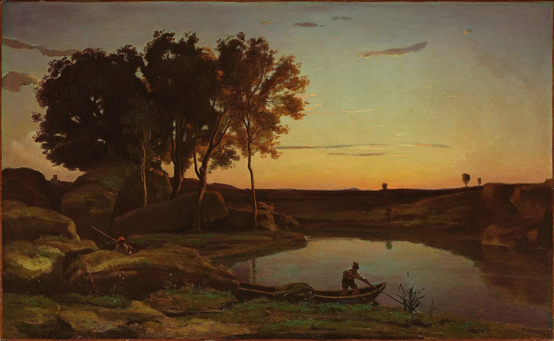 Eräänä iltana, maisema - Jean-Baptiste Camille Corot