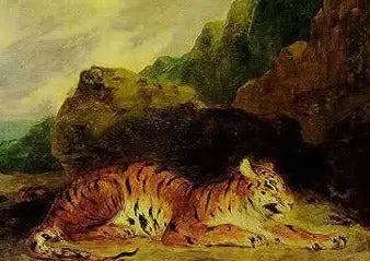 Tiikeri pesänsä lähellä - Eugène Delacroix