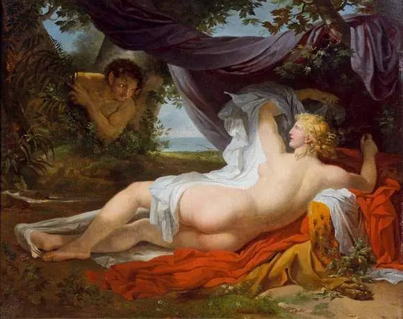 Herännyt Bacchante nuoren faunin herättämänä - Charles Meynier
