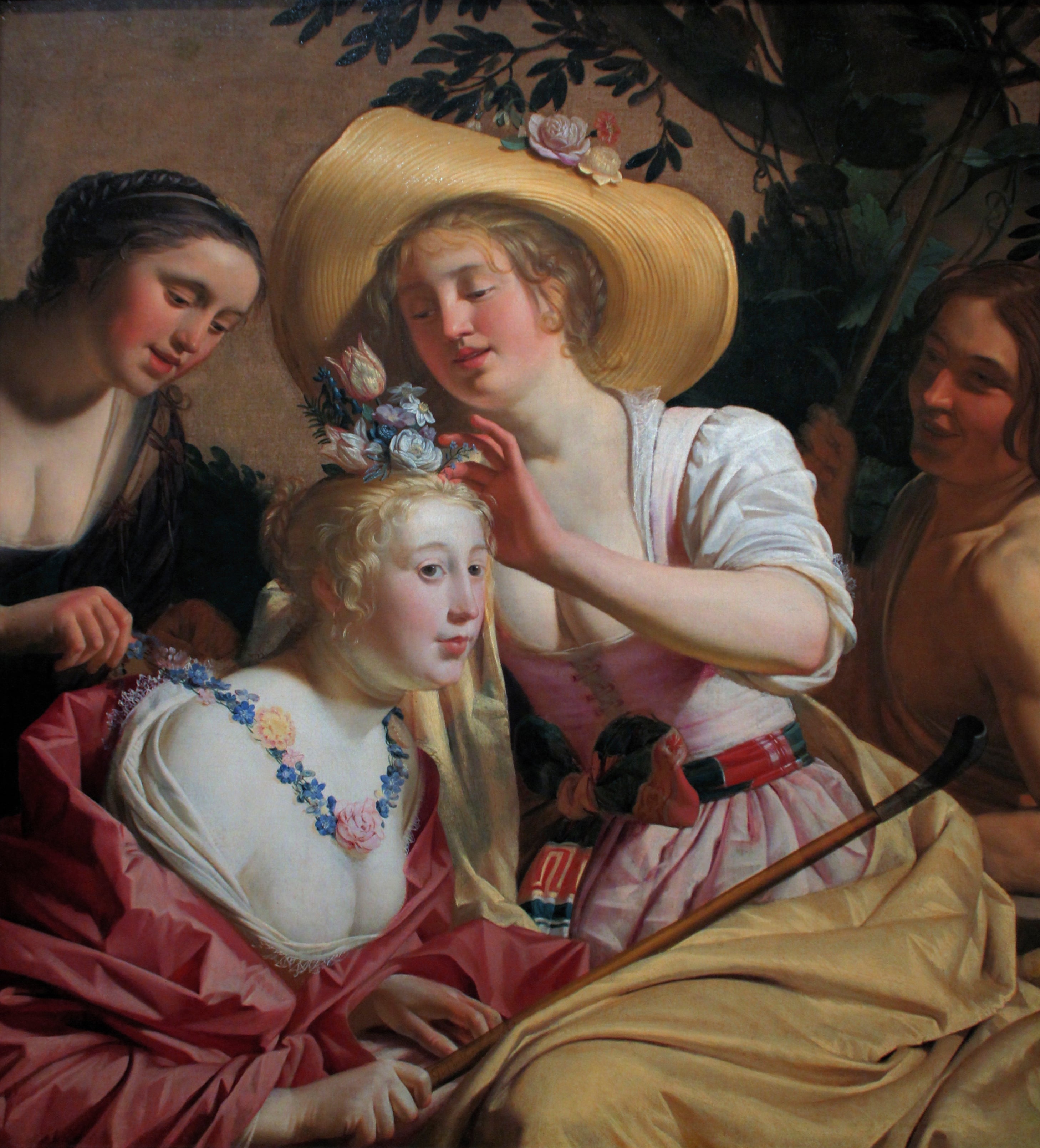 Une bergère parée de fleurs - Gerrit van Honthorst image 1 reproduction réalisée par Alpha Reproduction