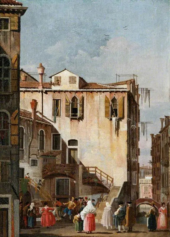 Venetsian aukio miehen ja naisen tanssissa - Canaletto