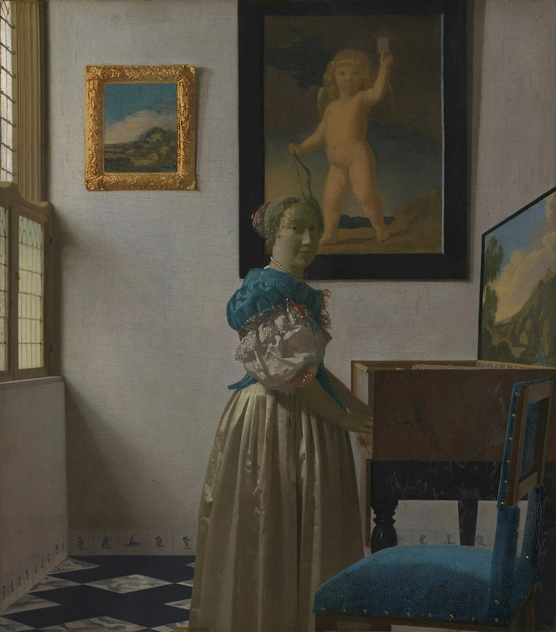 Nainen seisoo virginalin äärellä - Johannes Vermeer